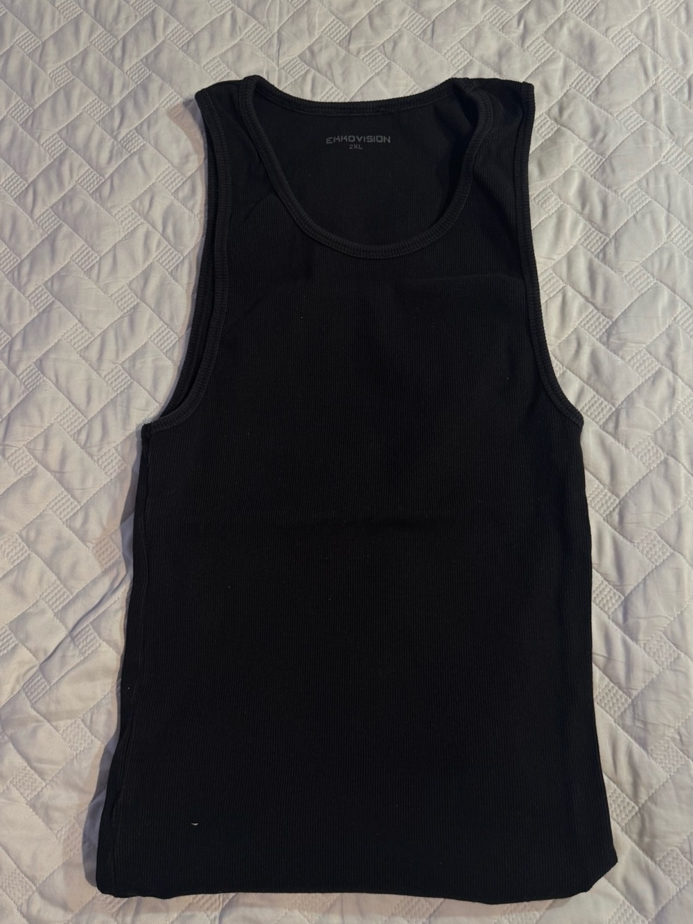 Black Ribbed Tank Top - EKKO VISION